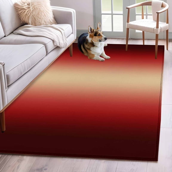 Dark Red Yellow Gradient Area Rugs 4x6 ft Minimalist Ombre Modern Art Washable Rug Non Slip Indoor Carpet Absorbent Floor Mat for Living Room Bedroom Dining Room