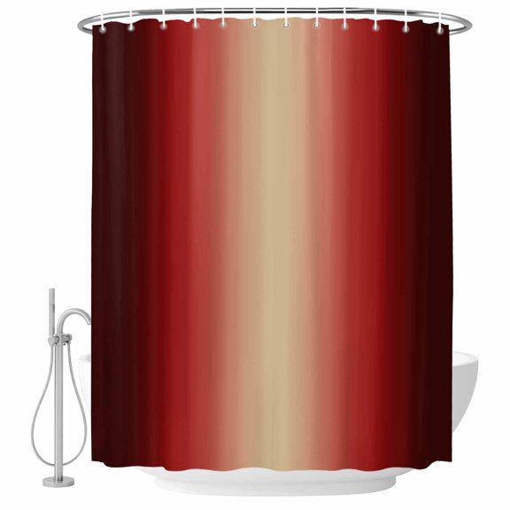 Dark Red Yellow Gradient Bathroom Shower Curtains with Hooks, Minimalist Ombre Modern Art Waterproof Fabric Washable Shower Curtain for Home Hotel Bathtub Decor 60x72 Inch