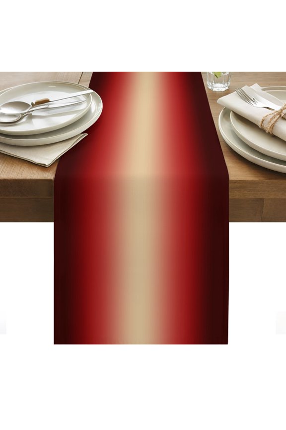 Dark Red Yellow Gradient Cotton Linen Table Runner Minimalist Ombre Modern Art Dining Table Runners for Home Decor Party Dining Room Restaurant Kitchen Party 13" x 48"
