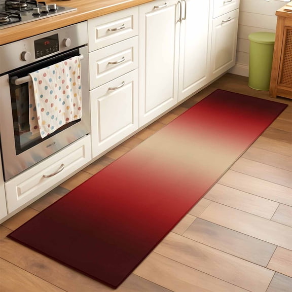Dark Red Yellow Gradient Runner Rugs 2x6 ft Minimalist Ombre Modern Art Washable Hallway Rugs Non-Slip Floor Mats Absorbent Carpet Bedside Runners for Bedroom Kitchen Bathroom Laundry Room