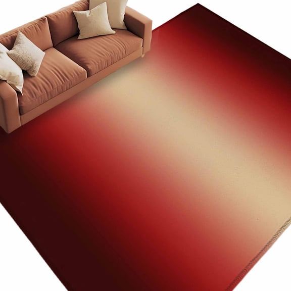 Dark Red Yellow Gradient Washable Area Rug 5 x 7 ft Minimalist Ombre Modern Art, Soft Non Slip Rugs Stain Repellent Indoor Felt Carpet for Living Dining Room Bedroom Home Office