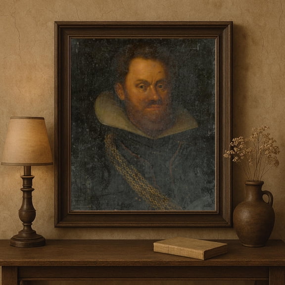 Dark Renaissance Portrait Bearded Nobleman, Old Master Style Art Unframed Paper Print