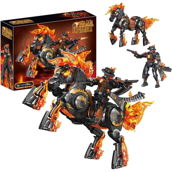Dark Rider Action Figure Building Kit, 1436pc Ghosts Rider Model with Wild Horse, Movable Joints & Hellfire Details, Adult Building Sets for Film Fans