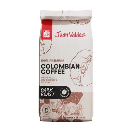 Juan Valdez Dark Roast Whole Bean Coffee | 11oz Bag | Premium Colombian Coffee