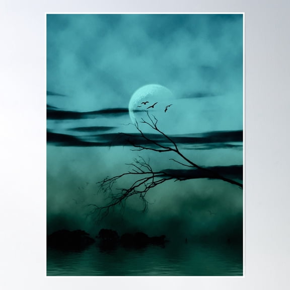 Dark Romance Ethereal Moonlit Flight Poster Wall Art, Modern Wall Decor, 24x36 UNFRAMED