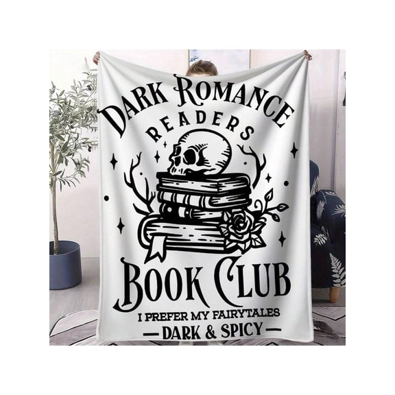 Dark Romance Pattern Throw Blanket 280gsm, Soft Cozy Blanket for Couch Bed Travel Camping Office Chair, Literary Gift for Readers
