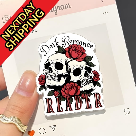Dark Romance Reader MagSafe Phone Grip: Skull and Rose Magnetic Phone Holder, Fun Gift for Book Lover, Bookish Accessory for iPhone & E-reader
