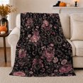 thumbnail image 1 of Dark Romantic Celestial Floral Keys Pattern, Mystical Celestial Art Scene, Warm Flannel Blanket for Sunroom and Reading Nook, Celestial Art Lovers Valentine's Day Gift, Artistic Home Decor, 1 of 9