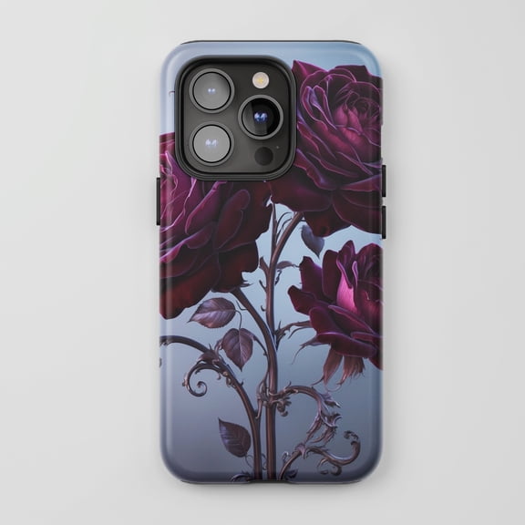 Dark Rose Floral iPhone Case Gothic Art Style Protective Phone Case