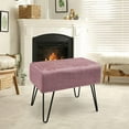 thumbnail image 1 of Dark Rose Velvet Tufted Ottoman Entryway Bench, 19.5"x12.5"x17"H Comfy Furry Makeup Stools Sturdy Foot Rest Stool Bedroom End of Bed Living Room Couch Vanity Home Decor Outdoor, 1 of 18