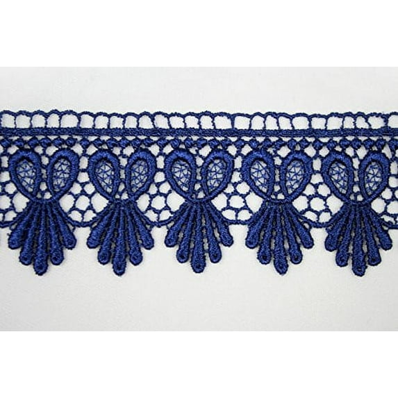 Dark Royal Blue 5/8”~5-1/8” Embroidered Floral Venice Lace Trim Guipure By Yard (UB204 (1.75"))