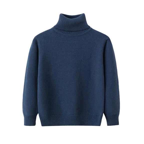 Dark Royal Blue Boy Girl Kids Girl Boy Tshirts Crew Turtleneck Neck Sweater Tee Tops for Kid Long Sleeve Crochet Warm Basic Fall Winter Tee Shirt 2025 Clothes Country Concert Y2K 10 Years