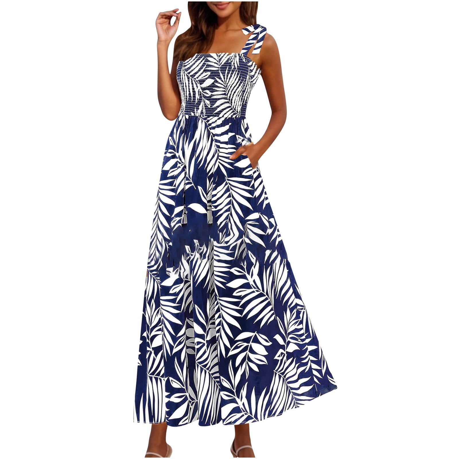 Dark Royal Blue Happy Festival Gift Casual Dresses for Women Summer ...