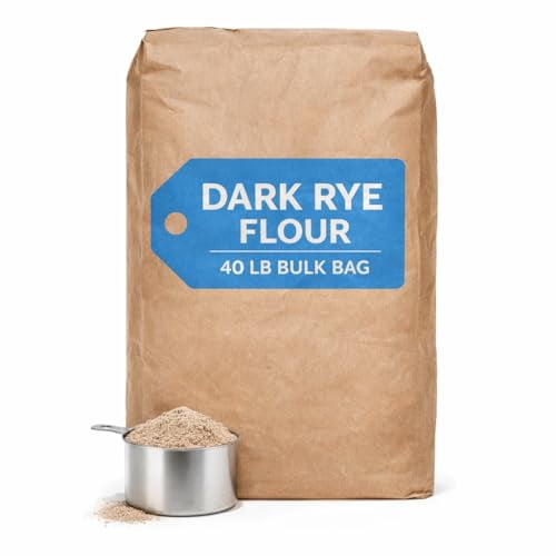 Dark Rye Flour, 40 lb Bulk Bag, Hearty Whole Grain Flour for Baking Bread