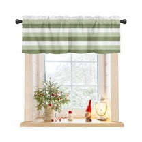 Dark Sage Farmhouse Striped Curtain Valance for Windows/Living Room/Kitchen/Bathroom/Café, Short Rod Pocket Tier Curtain Window Panel Modern Geometric Lines Simple Stripes Topper Curtain 42''x12''