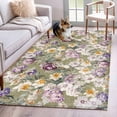 thumbnail image 1 of Dark Sage Green Botanical Area Rugs 3'x5', Small Throw Rugs for Living Room Bedroom, Spring Floral Summer Botanical Retro Indoor Outdoor Rug Non-Slip Low Pile Carpet Runner Reversible Floor Mats, 1 of 8