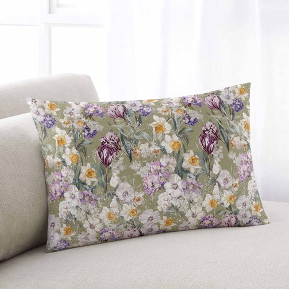 Dark Sage Green Botanical Throw Pillow Covers, Spring Floral Summer Botanical Retro Soft Breathable Pillow Cases with Invisible Zipper, Small Pillowcases for Couch Bed Sofa Chair 16x24 Inches