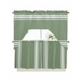 thumbnail image 1 of Dark Sage Green Kitchen Curtain and Valance Set 3 Pieces,Rod Pocket Short Tier Curtains 24 Inch Length,Farmhouse Sage Green White Striped Swag Topper Small Window Treatment for Cafe Bathroom Bedroom, 1 of 6
