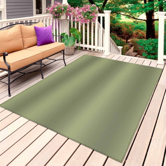 Dark Sage Green Ombre Outdoor Rug for Patio/Deck/Porch, Non-Slip Large Area Rug 5 x 7 Ft, Gradient Modern Abstract Art Indoor Outdoor Rugs Washable Area Rugs, Reversible Camping Rug Carpet Runner