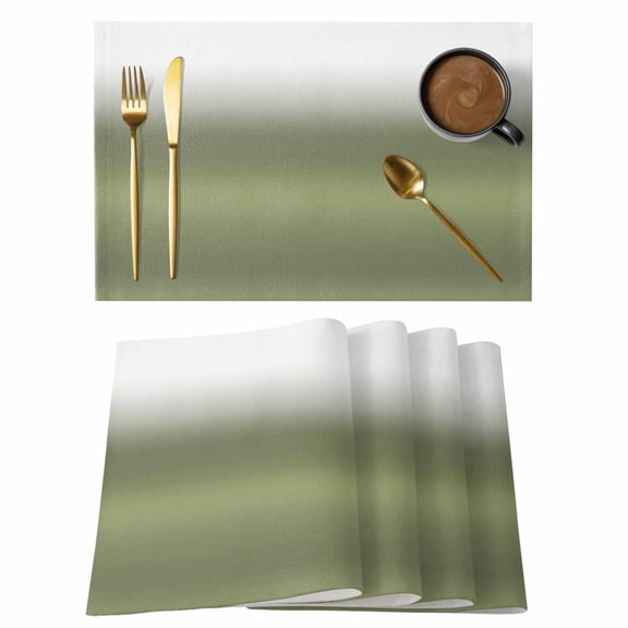Dark Sage Green Ombre Placemats Set of 4 Modern Abstract Gradient Place Mats Indoor Wipeable Table Mats Washable Cloth Dining Table Placemats for Kitchen Holiday Party Home Decor 13x19 Inch