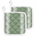 thumbnail image 1 of Dark Sage Green Pot Holders for Kitchen Heatproof Potholder, 2 Pack Farmhouse Sage Green White Striped Hot Pads Multipurpose Oven Pads Cloth Potholders Trivet for Cooking and Baking, 1 of 8