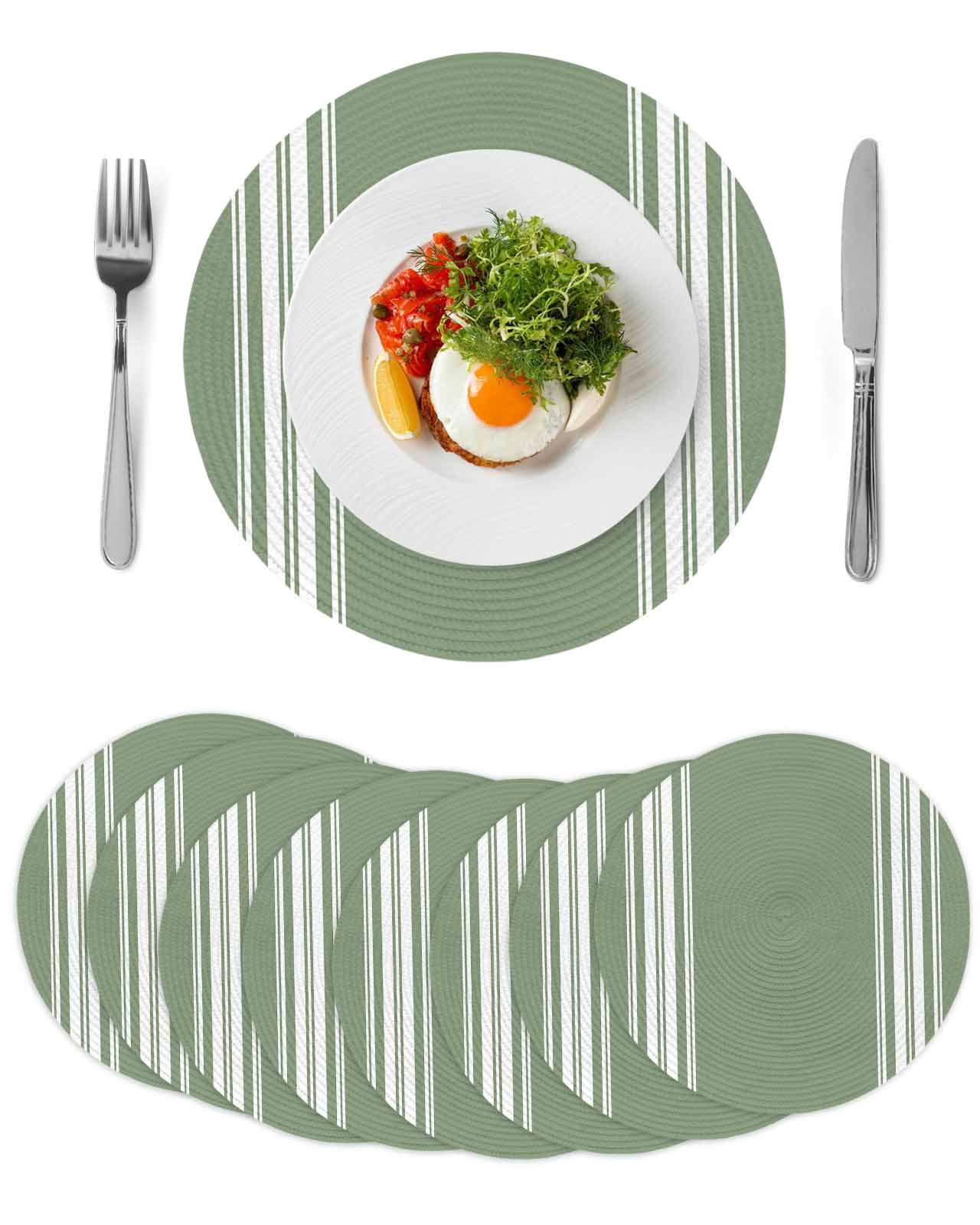 Dark Sage Green Round 13 Inch Placemats Set of 8, Farmhouse Sage Green ...