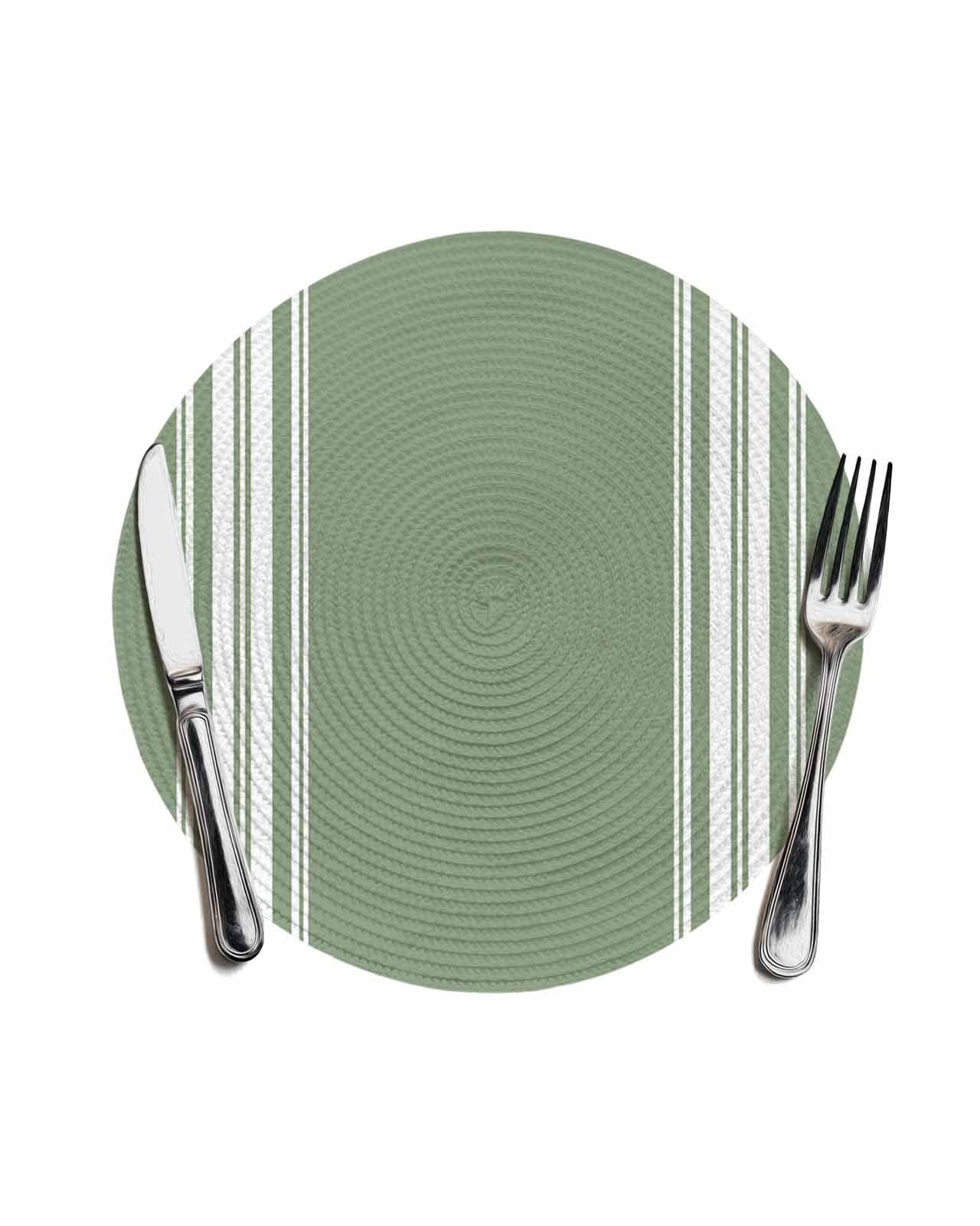 Dark Sage Green Round Placemats for Dinning Tables,Heat-proof Braided ...