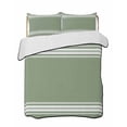 thumbnail image 1 of Dark Sage Green Summer Quilt Set Twin Size, Soft Microfiber Quilted Bedding Set with 2 Pillow Shams, Farmhouse Sage Green White Striped Lightweight All Season Bedspread Coverlet for Bedroom 68"x86", 1 of 6