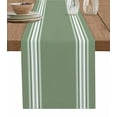 thumbnail image 1 of Dark Sage Green Table Runner Farmhouse Sage Green White Striped Tablerunners 18 x 72 Inch, Table Decorations Tabletop Scarf for Summer Gathering Holiday Farmhouse Kitchen Dining Decor, 1 of 6