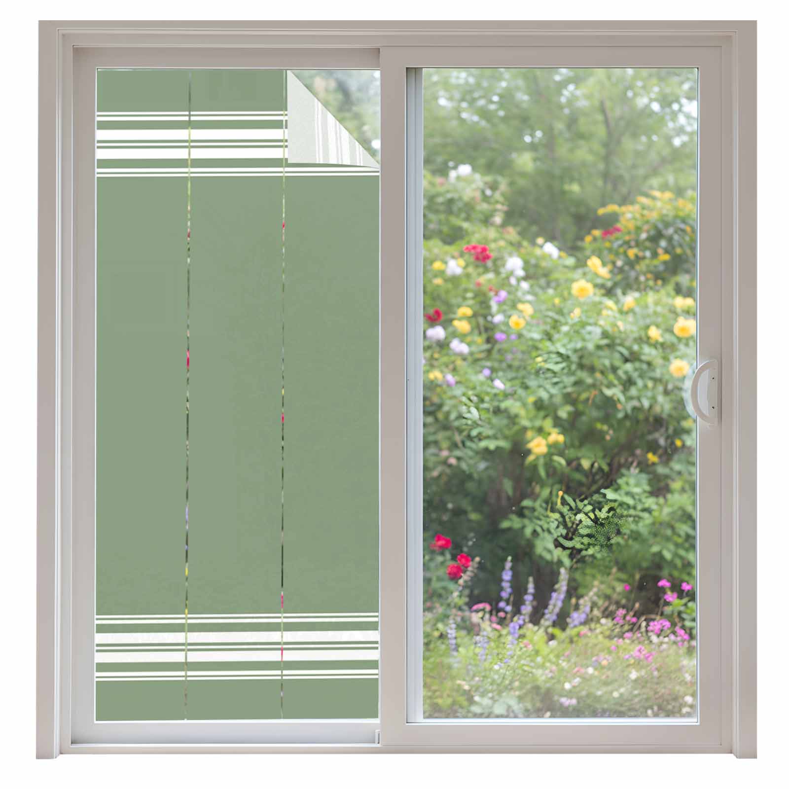 Sage Pvc Windows Dark Sage Green Window Privacy Film, Farmhouse Sage Green White Striped ...