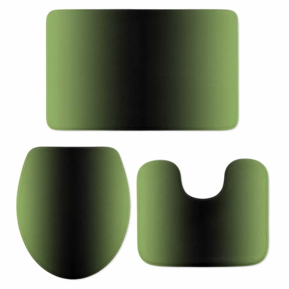 Dark Sea Green Black Ombre Bath Mat 3 Piece Bathroom Rug Set, Modern Gradient Abstract Art Non Slip Bath Rug Contour Mat and Toilet Lid Cover, Absorbent Shower Mats Soft Bath Rugs and Mats Sets