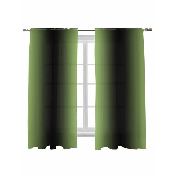 Dark Sea Green Black Ombre Curtains 63 Inch Length,Sheer Curtains for Bedroom Living Room Window Modern Gradient Abstract Art Rod Pocket Drapes Kitchen Curtains Small Half Window 42"x63" 2 Panels