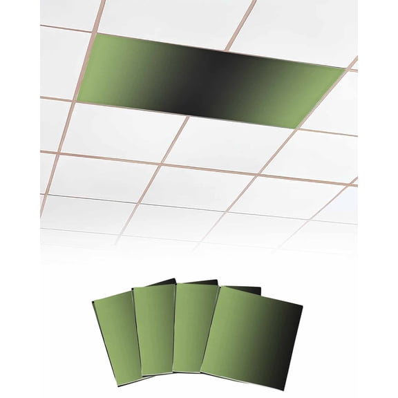 Dark Sea Green Black Ombre Fluorescent Light Covers for Ceiling Lights 4x2 feet,4 Pack Magnetic Light Filters for Classroom,Modern Gradient Abstract Art Fluorescent Light Shade Panel for Office