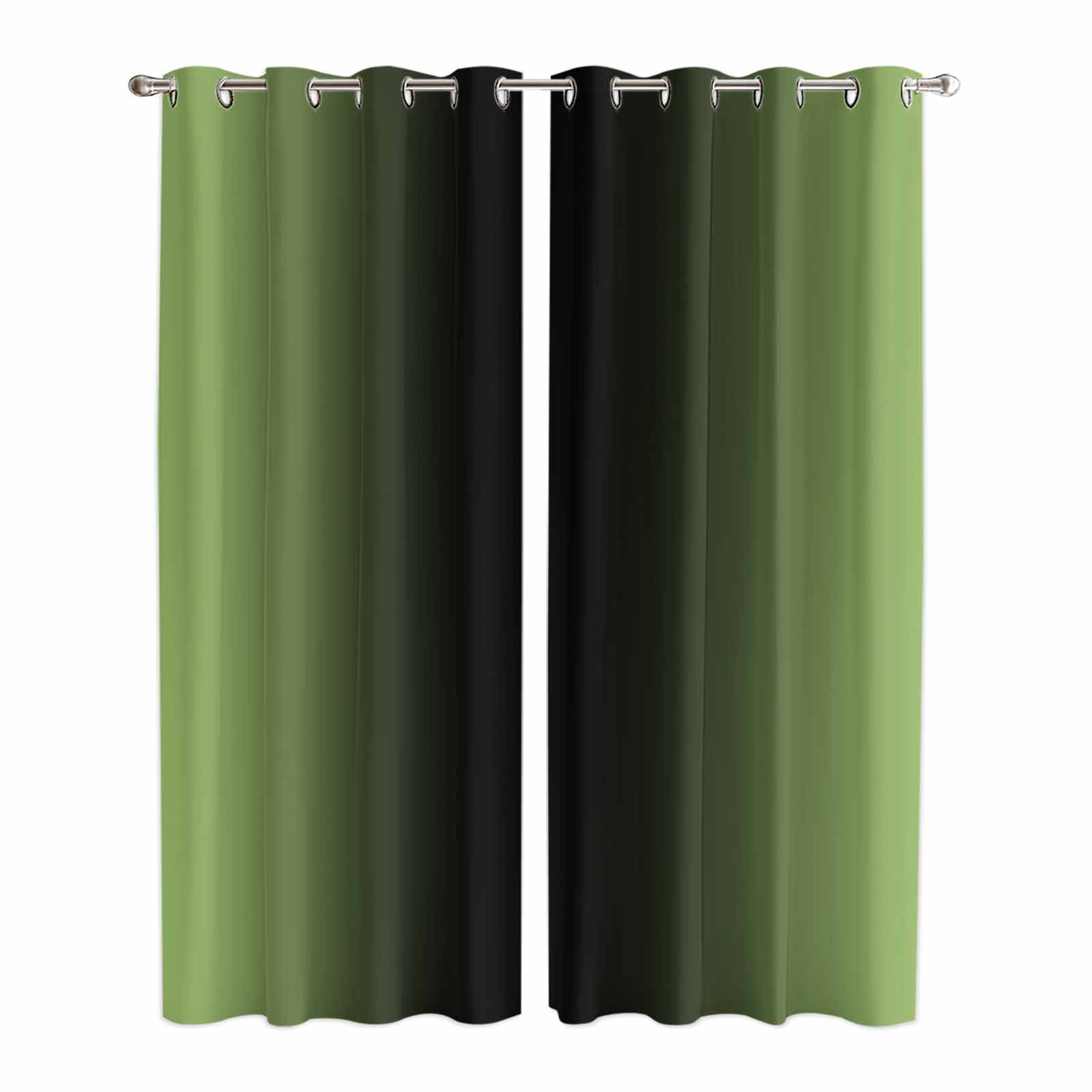 Dark Sea Green Black Ombre Kitchen Curtains 96 Inch Length, Modern ...