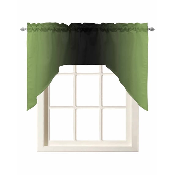 Dark Sea Green Black Ombre Swag Curtains for Kitchen Modern Gradient ...