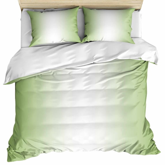 Dark Sea Green Ombre Bedding 3 Piece Duvet Cover Set Twin Size, Modern Gradient Abstract Art Soft Microfiber Comforter Cover with Zipper Closure & Pillowcases, Wrinkle & FadeResistant Quilt Cover