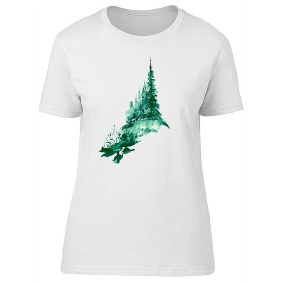 Dark Seafoam Pine Trees T-Shirt Women -Image by Shutterstock, Female Small