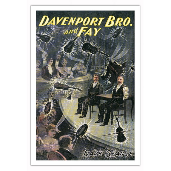 Dark Seance - Davenport Brothers and Fay - Vintage Magic Poster c.1894 - Fine Art Matte Paper Print (Unframed) 30x44in