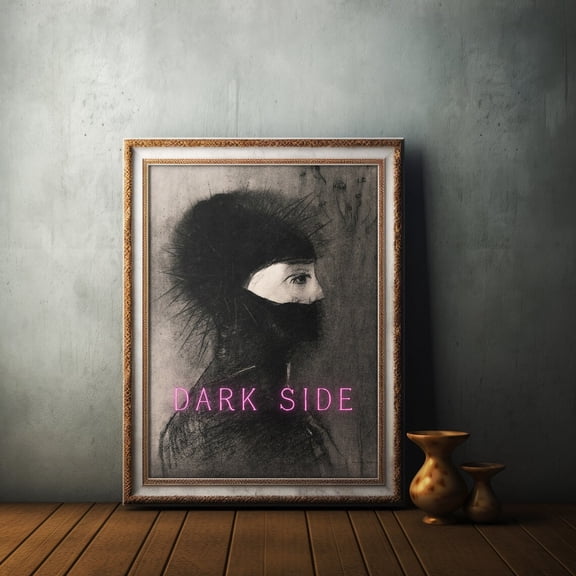 Dark Side Altered Vintage Portrait Wall Art, Unframed Canvas Size 16x24