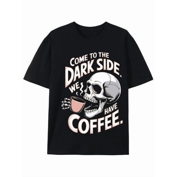 Dark Side Coffee Lovers Skull Graphic Tee