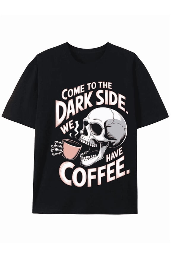 Dark Side Coffee Lovers Skull Graphic Tee