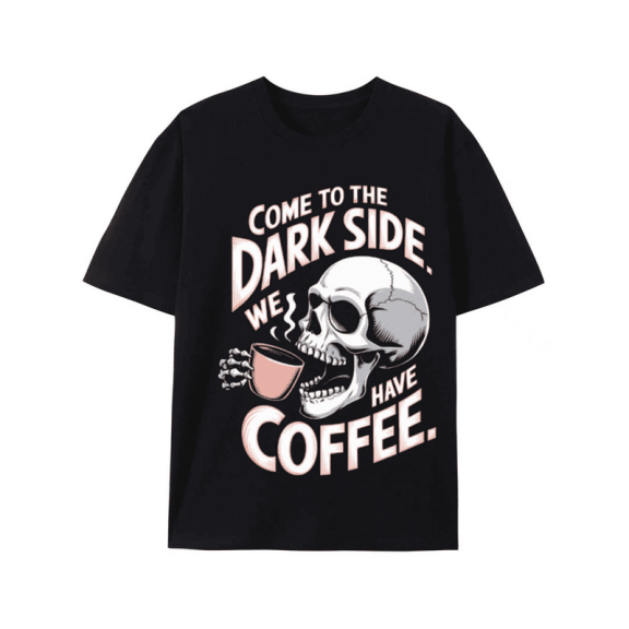 Dark Side Coffee Lovers Skull Graphic Tee
