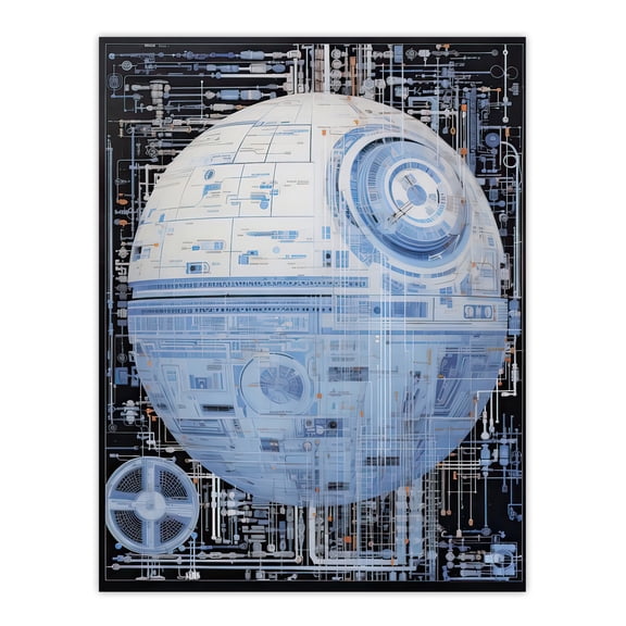 Dark Side Engineering Death Star Schematic Blueprint Science Fiction Technology Design Unframed Wall Art Print Poster Home Decor Premium