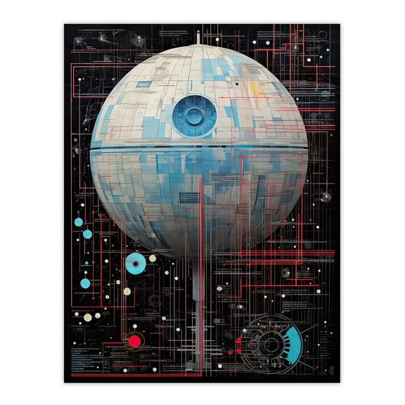 Dark Side Engineering Death Star Schematic Diagram Science Fiction Technology Design Unframed Wall Art Print Poster Home Decor Premium