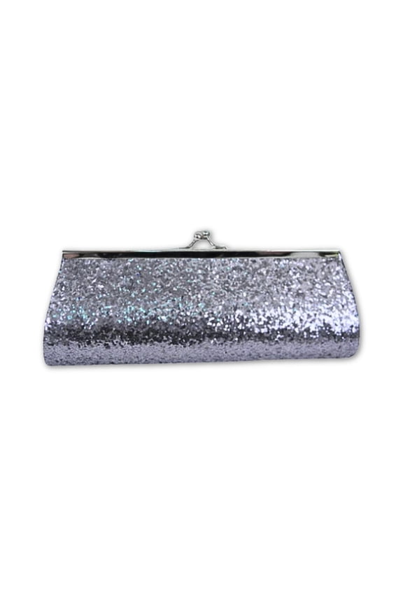Dark Silver Metallic Clutch Purse 8" x 3" with Chain (Each)