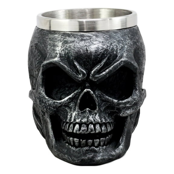 Dark Silver Ossuary Doomsday Immortal Skull Coffee Mug Day Of The Dead Skeleton Head Demon Beer Stein Tankard Drink Cup 14oz