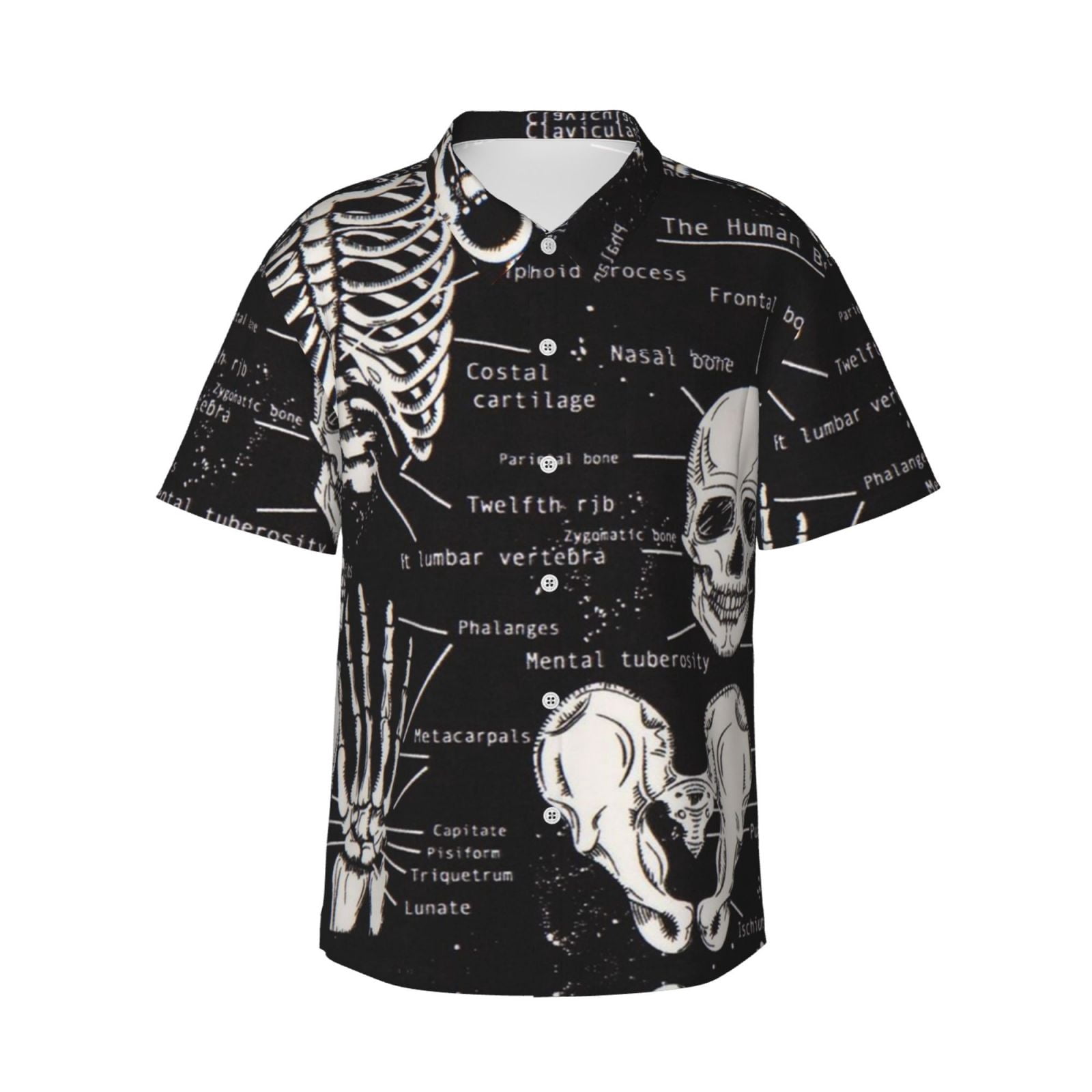 Dark Skeleton Anatomy Men'S 3d Print Casual Button Down Shirts, Novelty ...