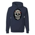 thumbnail image 1 of Dark Skeleton Grim Reaper Trippy Skull Face Fashion Graphic Hoodie Sweatshirt, Navy, Large, 1 of 1