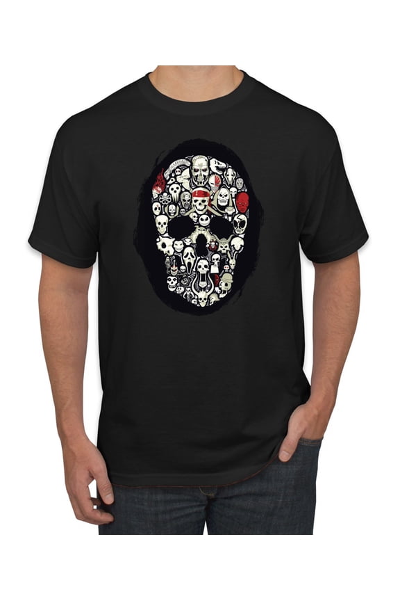 Dark Skeleton Grim Reaper Trippy Skull Face Fashion Graphic T-Shirt, Black, 4XL
