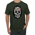 thumbnail image 1 of Dark Skeleton Grim Reaper Trippy Skull Face Fashion Graphic T-Shirt, Forest Green, Small, 1 of 1